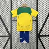 2004 Brazil Home Yellow Retro Kids Soccer jersey