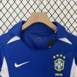 2002 Brazil Away Blue Retro Kids Soccer jersey