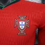 2024 Portugal Home Red Player Long Sleeve Soccer jersey