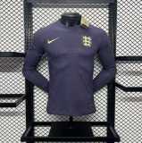 2024 England Away Purple Player Long Sleeve Soccer jersey