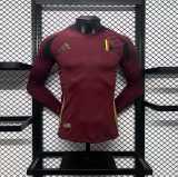 2024 Belgium Home Crimson Player Long Sleeve Soccer jersey