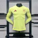 2024 Spain Away Yellow Player Long Sleeve Soccer jersey