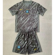 2024 Brazil GKR Gray Fans Kids Soccer jersey
