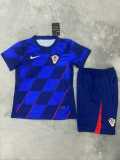 2024 Croatia Away Blue Fans Kids Soccer jersey