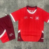 2024 Switzerland Home Red Fans Kids Soccer jersey