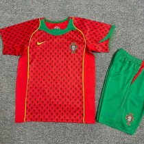 2004 Portugal Home Red Retro Kids Soccer jersey