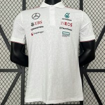 2024 Mercedes F1 White Polo Racing Suit