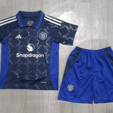 2024/25 Man Utd Away Dark Blue Fans Kids Soccer jersey