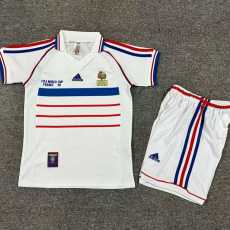 1998 France Away White Retro Kids Soccer jersey