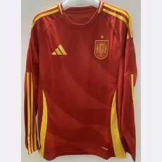 2024 Spain Home Red Fans Long Sleeve Soccer jersey