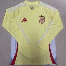 2024 Spain Away Yellow Fans Long Sleeve Soccer jersey