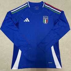 2024 Italy Home Blue Fans Long Sleeve Soccer jersey