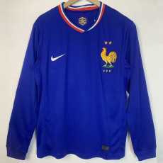 2024 France Home Blue Fans Long Sleeve Soccer jersey