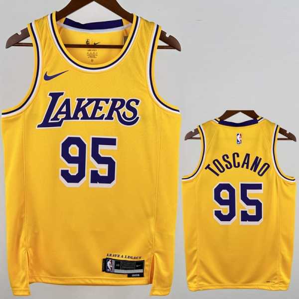 2022/23 LAKERS TOSCANO #95 Yellow NBA Jerseys