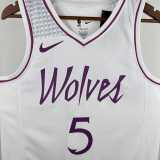 2022/23 TIMBERWOLVES EDWARDS #5 White NBA Jerseys