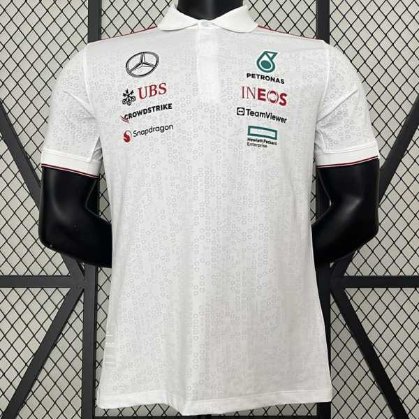 2024 Mercedes F1 White Polo Racing Suit
