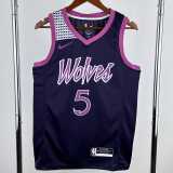 2022/23 TIMBERWOLVES EDWARDS #5 Purple NBA Jerseys