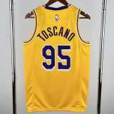 2022/23 LAKERS TOSCANO #95 Yellow NBA Jerseys
