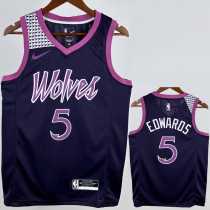 2022/23 TIMBERWOLVES EDWARDS #5 Purple NBA Jerseys