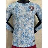 2024 Portugal Away Blue Player Long Sleeve Soccer jersey