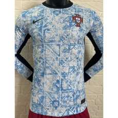 2024 Portugal Away Blue Player Long Sleeve Soccer jersey