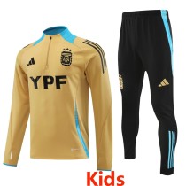 2024 Argentina Yellow Kids Half Pull Tracksuit