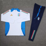 2024 Italy White Kids Half Pull Tracksuit