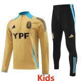 2024 Argentina Yellow Kids Half Pull Tracksuit