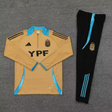 2024 Argentina Yellow Kids Half Pull Tracksuit