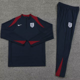 2024 England Dark Blue Kids Half Pull Tracksuit