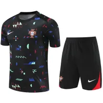 2024 Portugal Black Training Shorts Suit