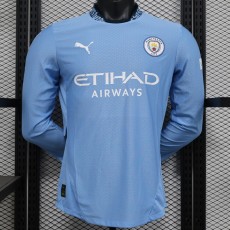 2024/25 Man City Home Blue Player Long Sleeve Soccer jersey