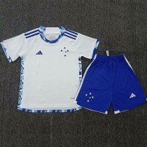 2024/25 Cruzeiro Away White Fans Kids Soccer jersey
