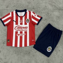 2024/25 Chivas Home Red Fans Kids Soccer jersey