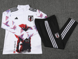 2024 Japan White Kids Half Pull Tracksuit
