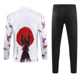 2024 Japan White Kids Half Pull Tracksuit