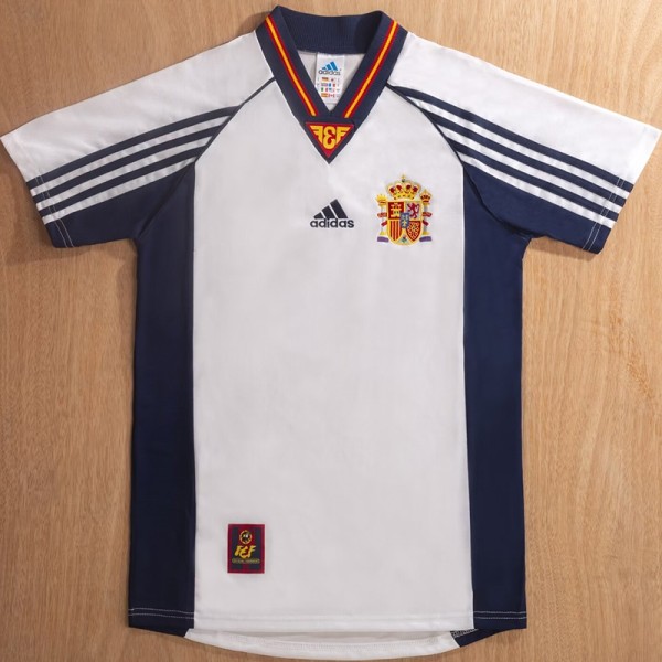 1998 Spain Away White Retro Soccer jersey