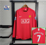 2007/08 Man Utd Home Red Retro Long Sleeve Soccer jersey