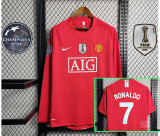 2007/08 Man Utd Home Red Retro Long Sleeve Soccer jersey
