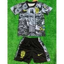 2024 Brazil Special Edition Gray Fans Kids Soccer jersey