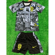 2024 Brazil Special Edition Gray Fans Kids Soccer jersey