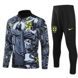 2024 Brazil Gray Half Pull Tracksuit