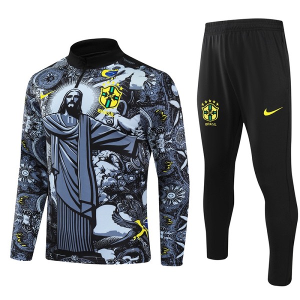 2024 Brazil Gray Half Pull Tracksuit