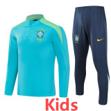 2024 Brazil Azure Kids Half Pull Tracksuit
