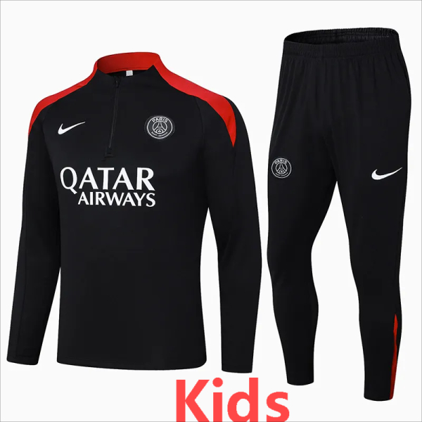 2024/25 PSG Black Kids Half Pull Tracksuit