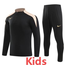 2024 Black Kids Half Pull Tracksuit