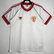 1990/92 Man Utd Cup version Away White Retro Soccer jersey