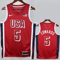 2024 EDWARDS #5 Red NBA Jerseys