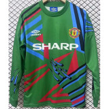 1992/93 Man Utd GKG Green Retro Long Sleeve Soccer jersey