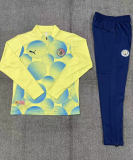 2024/25 Man City Yellow Kids Half Pull Tracksuit